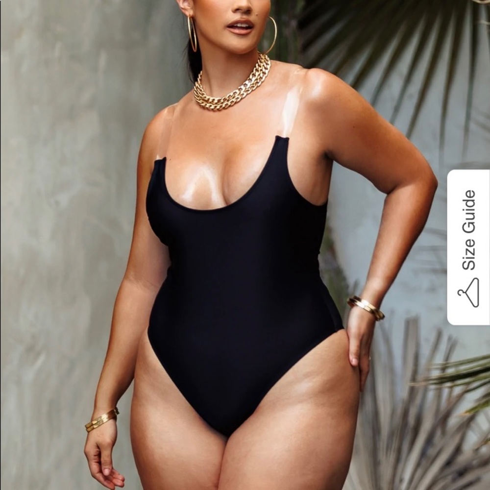 Black Swimsuit with clear straps